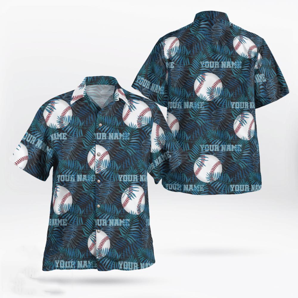 Personalize Custom Name Baseball Tropical Hawaiian Shirt