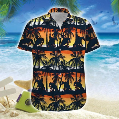 Reining Horse On Beach Dusk Hawaiian Shirt