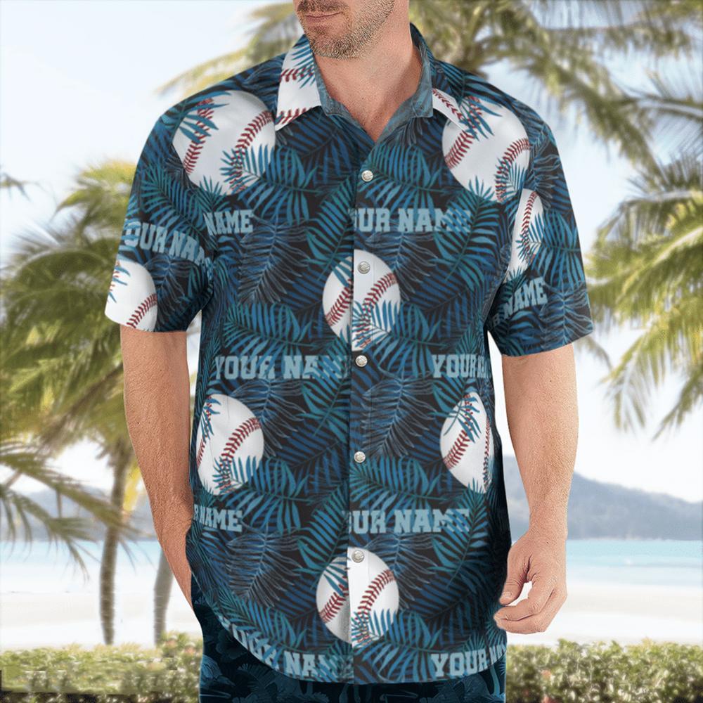 Personalize Custom Name Baseball Tropical Hawaiian Shirt