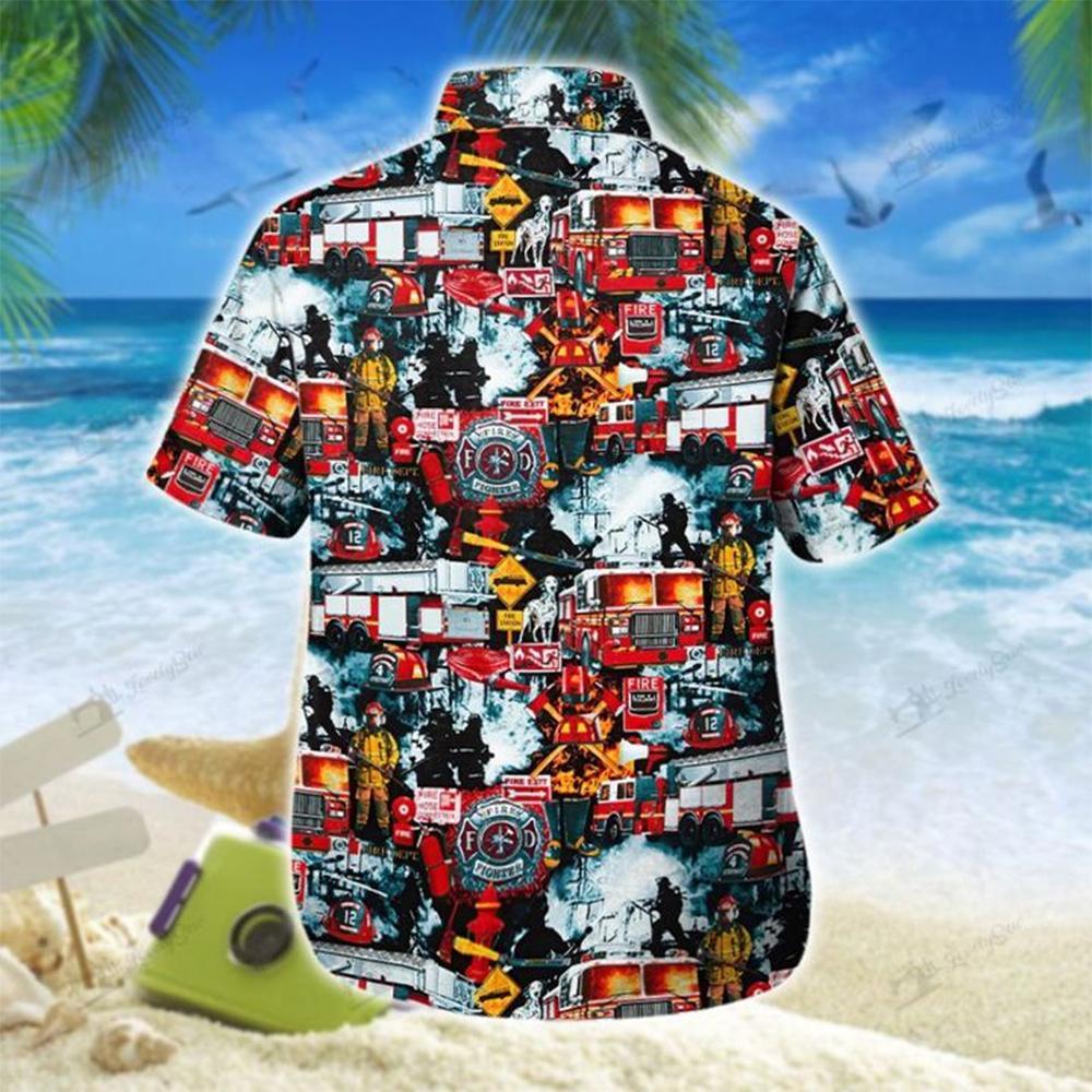 Firefighter Trucks All Over Print Hawaiian Shirt | Crazy Funny Vintage