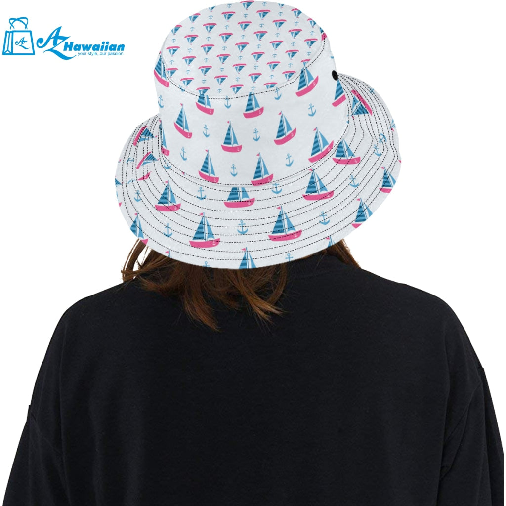 Sailboat anchor pattern Unisex Bucket Hat