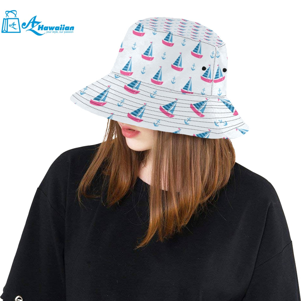 Sailboat anchor pattern Unisex Bucket Hat