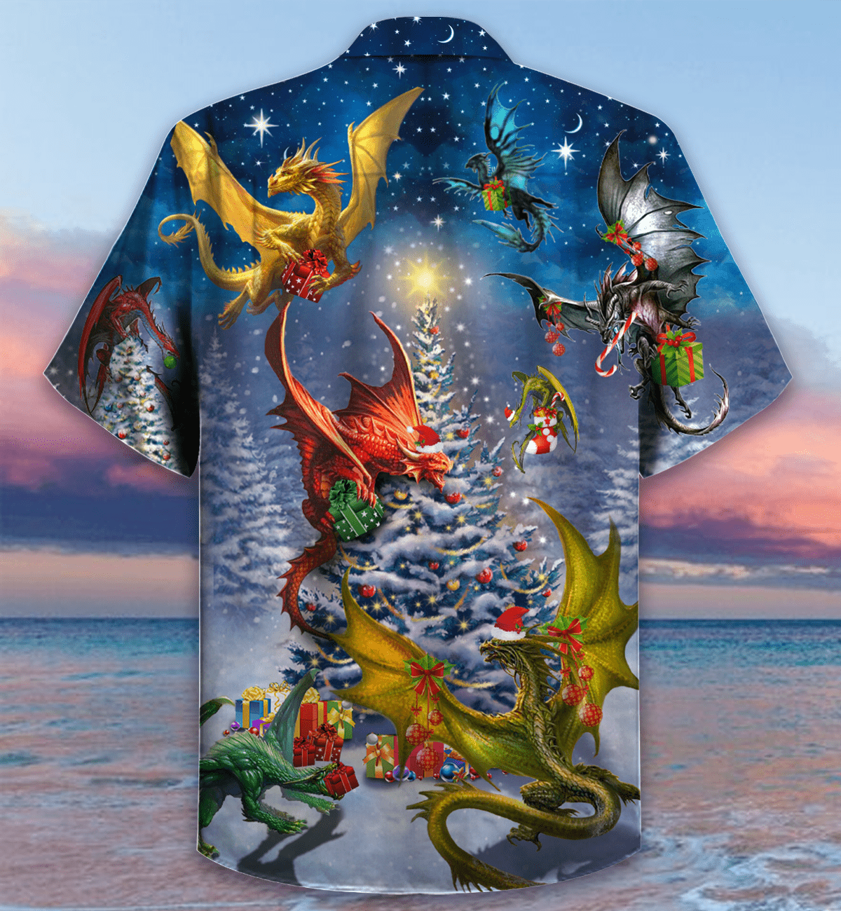 Hawaiian Aloha Shirts Christmas Dragon Family Reunion #V