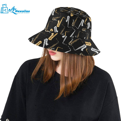 saxophone design pattern Unisex Bucket Hat