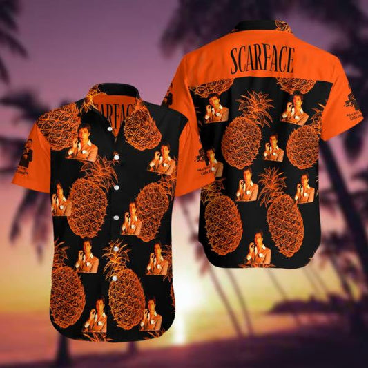 Scarface ,Scarface Moives Summer Fan Gift Hawaiian Graphic Print Short Sleeve 