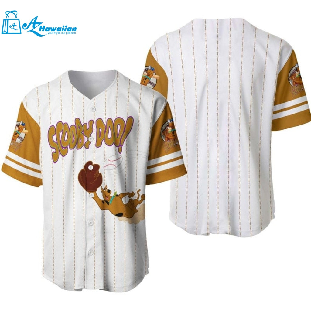 Scooby Doo Dog All Over Print Pinstripe Baseball Jersey 