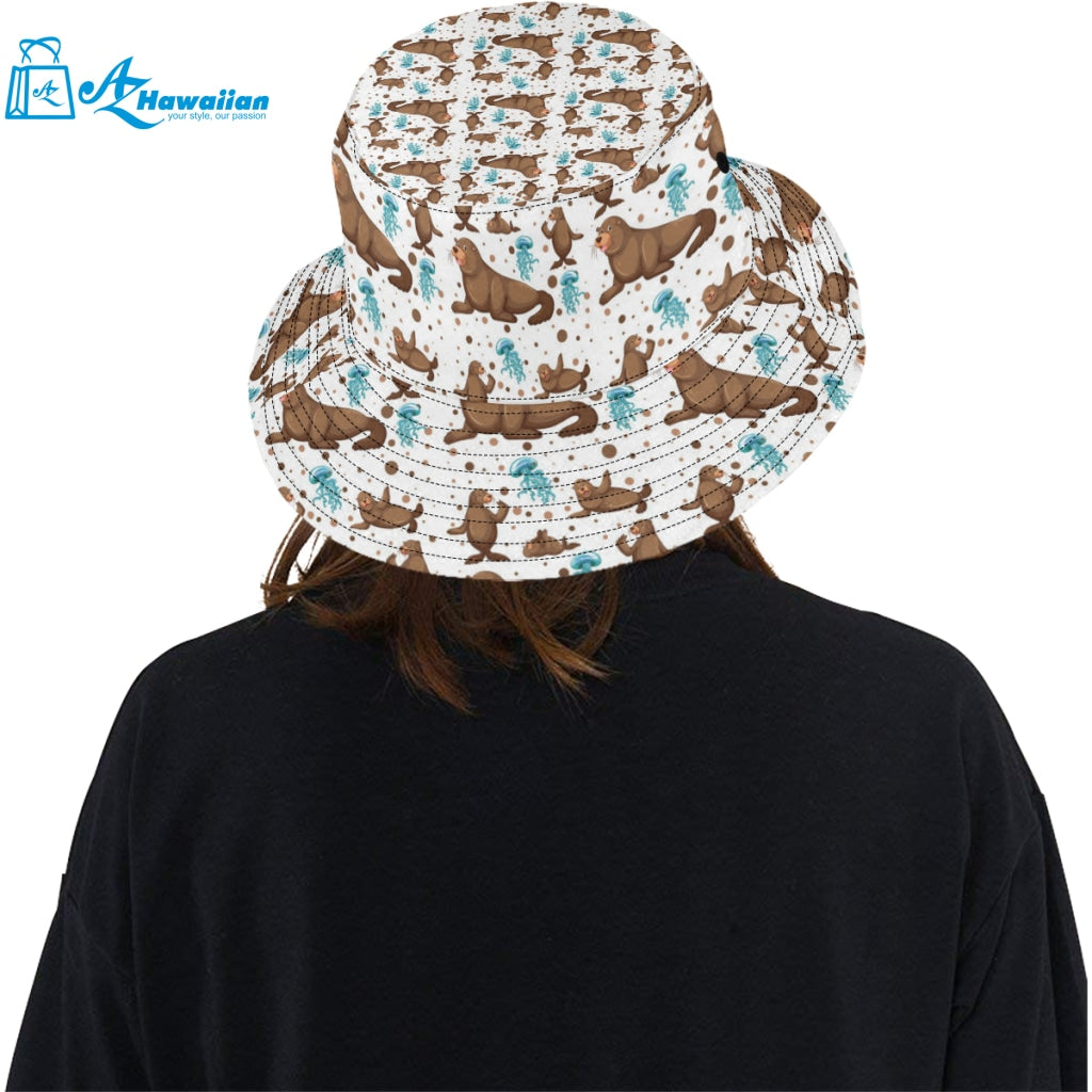 sea lion Seals jellyfish pattern Unisex Bucket Hat