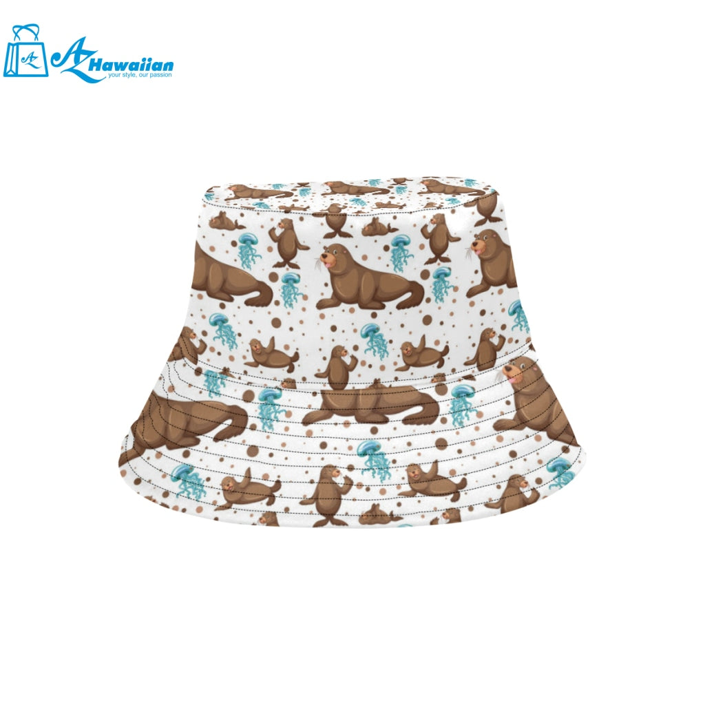 sea lion Seals jellyfish pattern Unisex Bucket Hat