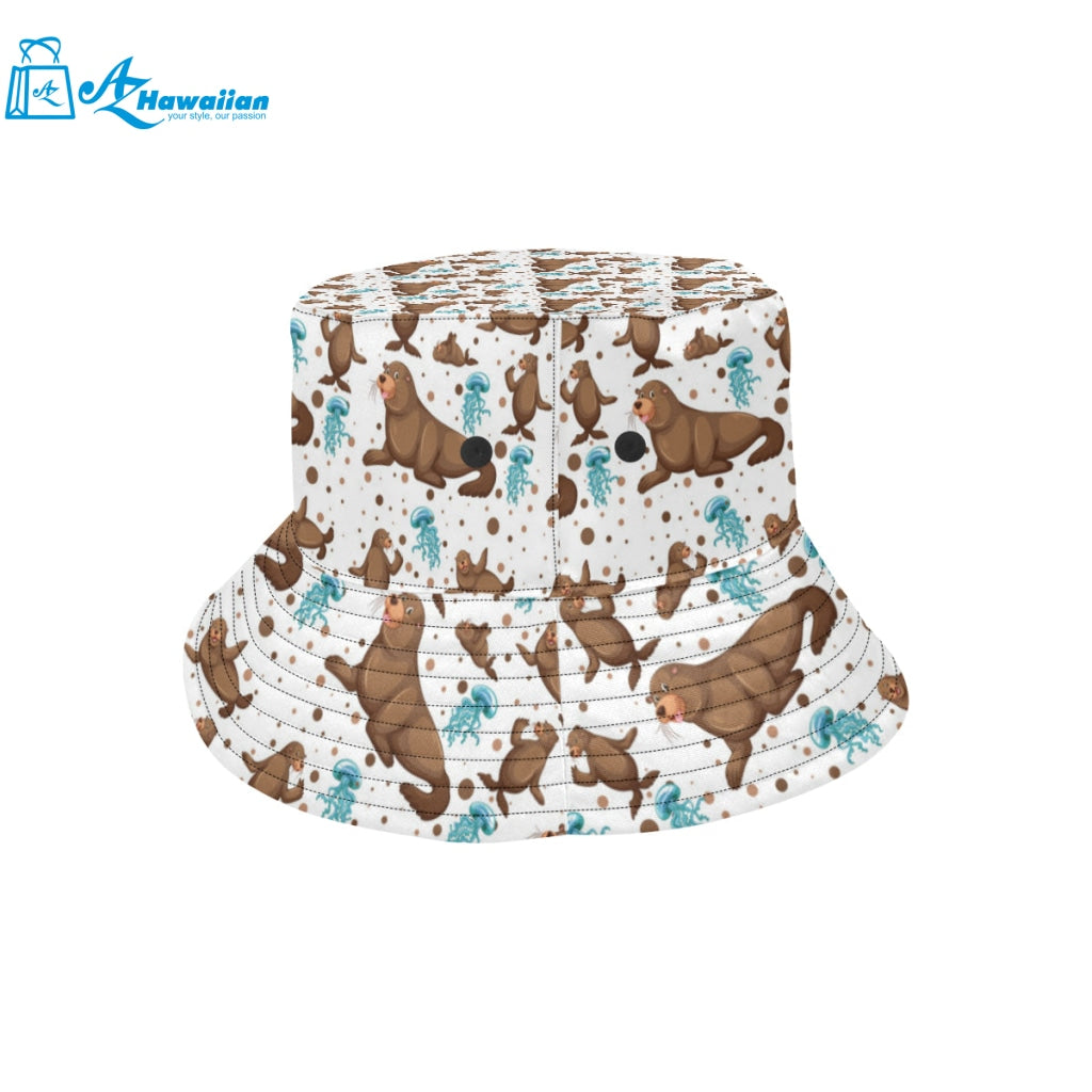 sea lion Seals jellyfish pattern Unisex Bucket Hat