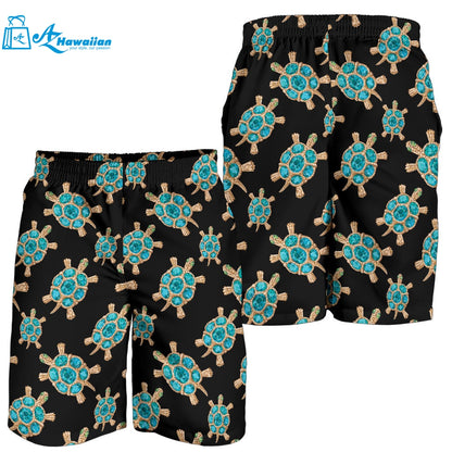 Sea Turtle Blue Stone Pattern Men Shorts