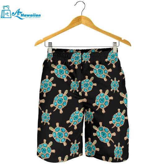 Sea Turtle Blue Stone Pattern Men Shorts