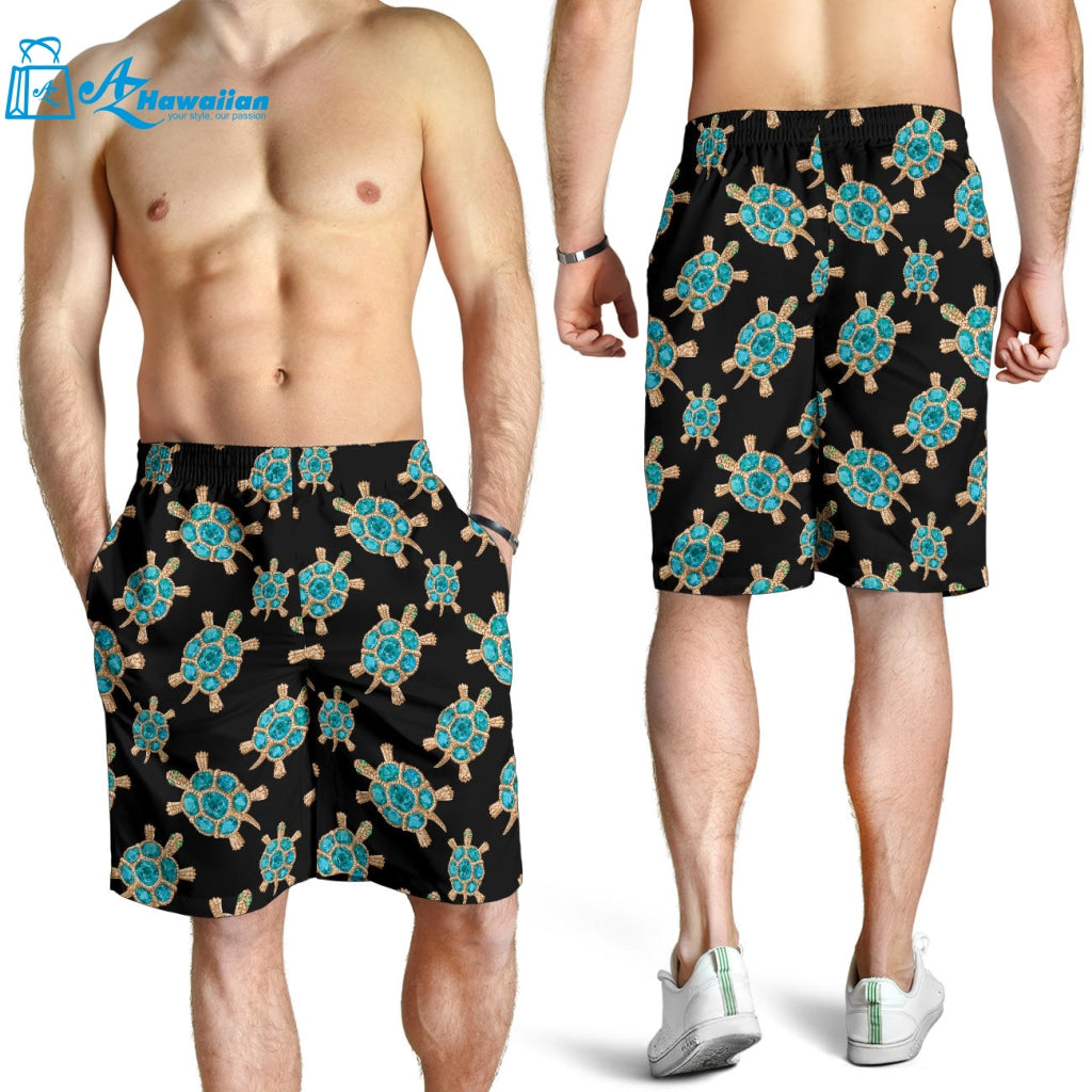 Sea Turtle Blue Stone Pattern Men Shorts