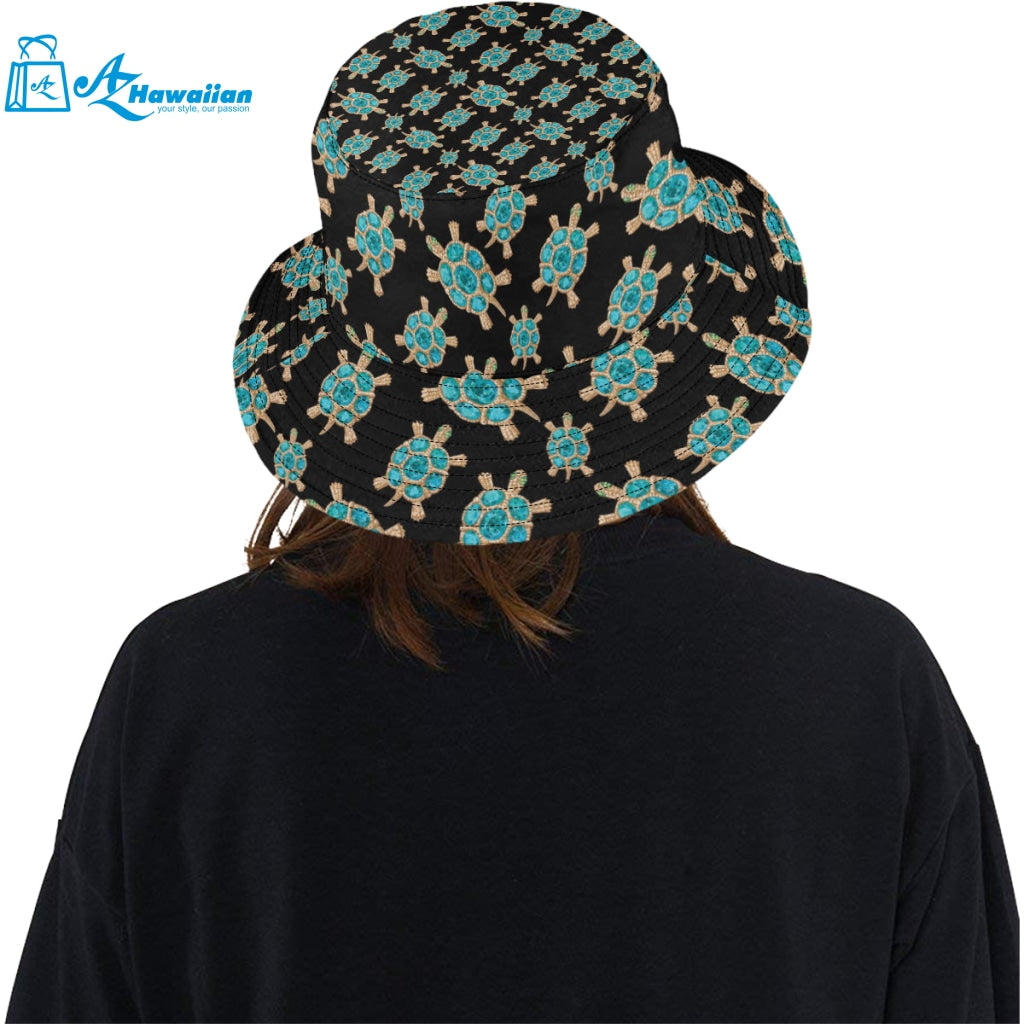 Sea turtle blue stone pattern Unisex Bucket Hat