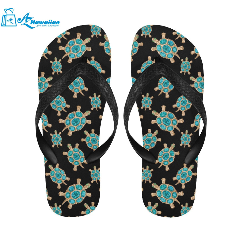 Sea turtle blue stone pattern Unisex Flip Flops