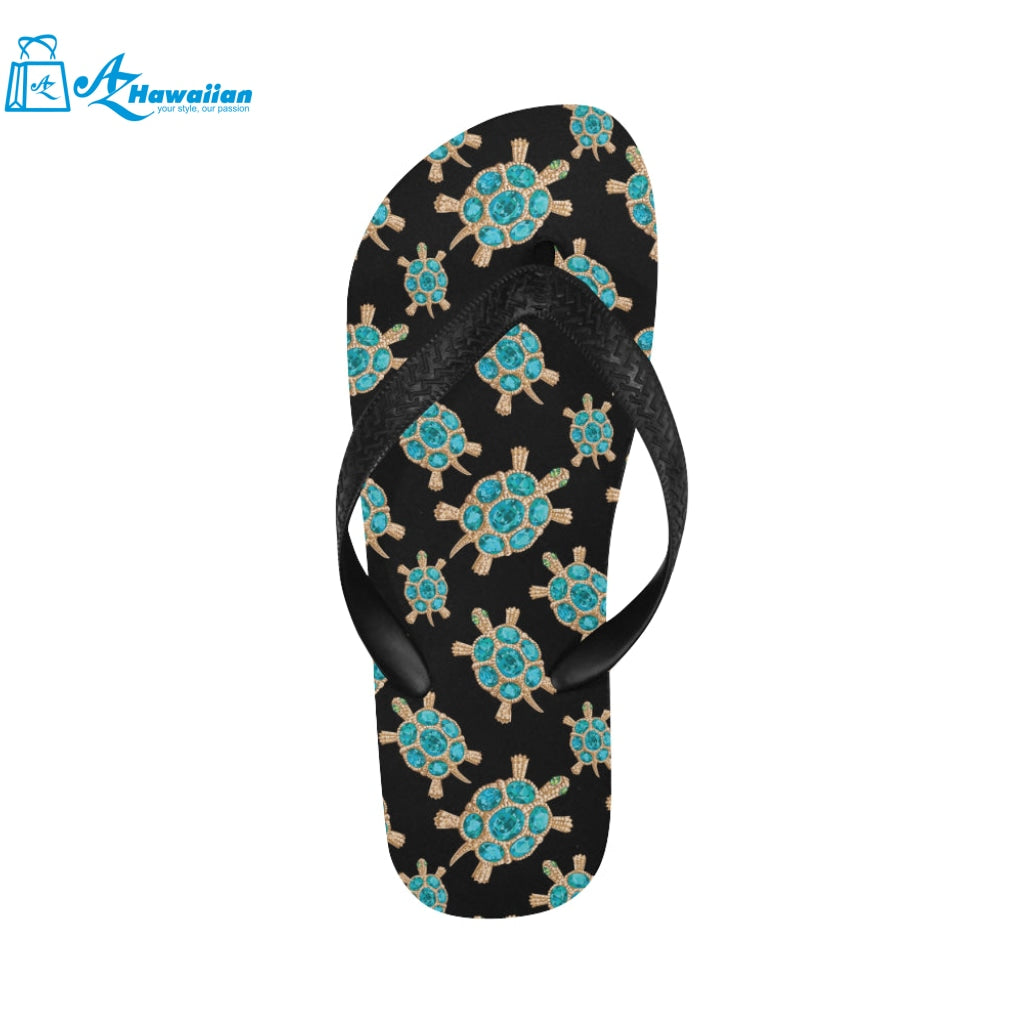 Sea turtle blue stone pattern Unisex Flip Flops