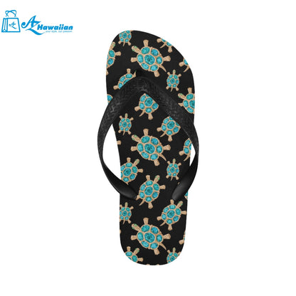 Sea turtle blue stone pattern Unisex Flip Flops