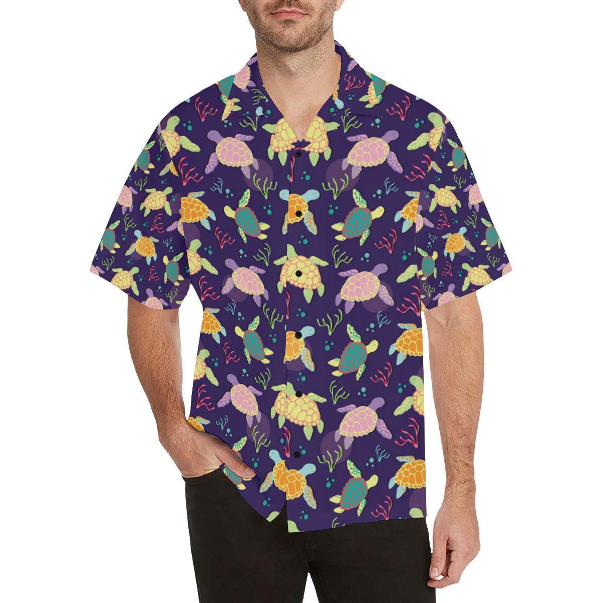 Sea Turtle Color Smile Hawaiian Shirt