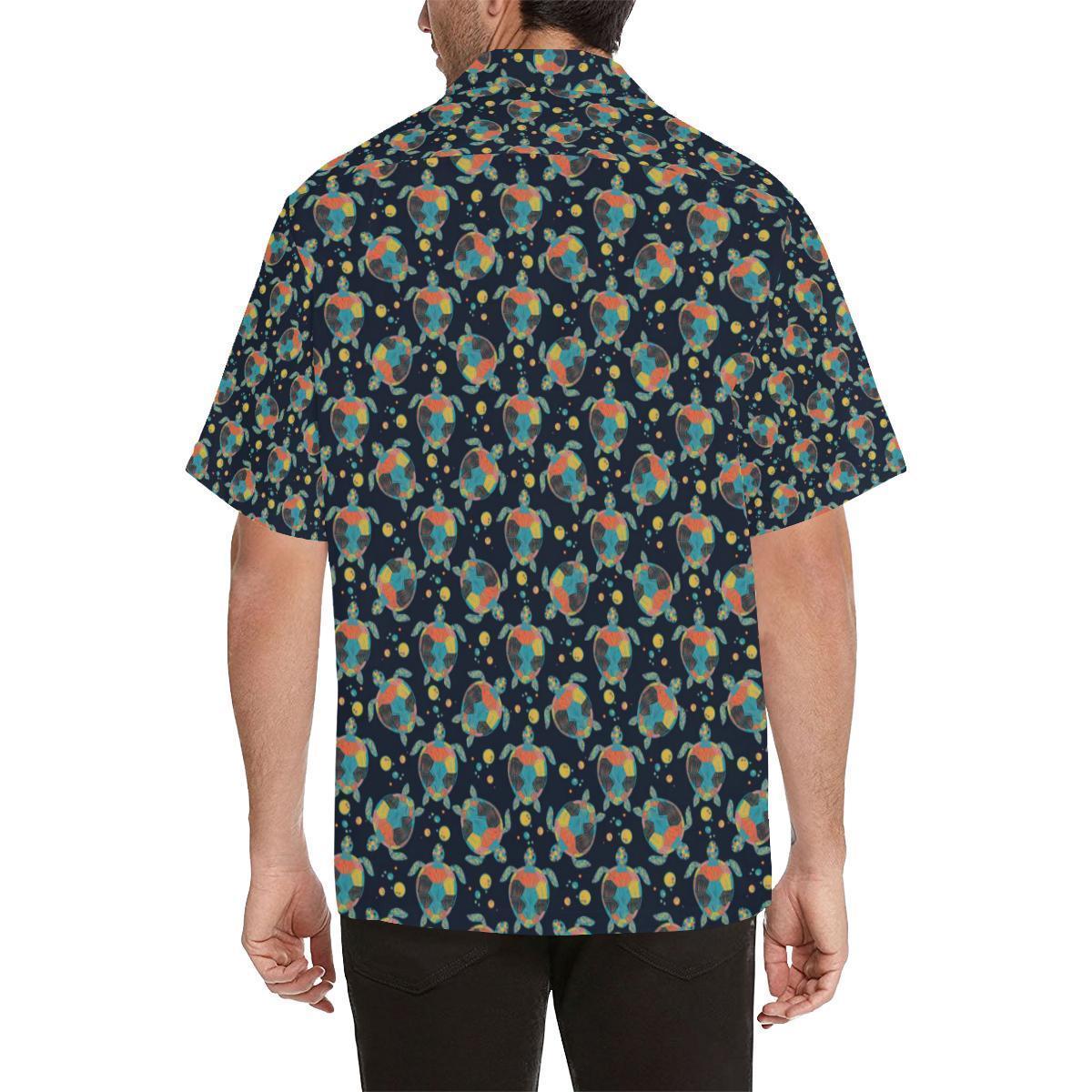 Sea Turtle Colorful With Bubble Print Hawaiian Shirt