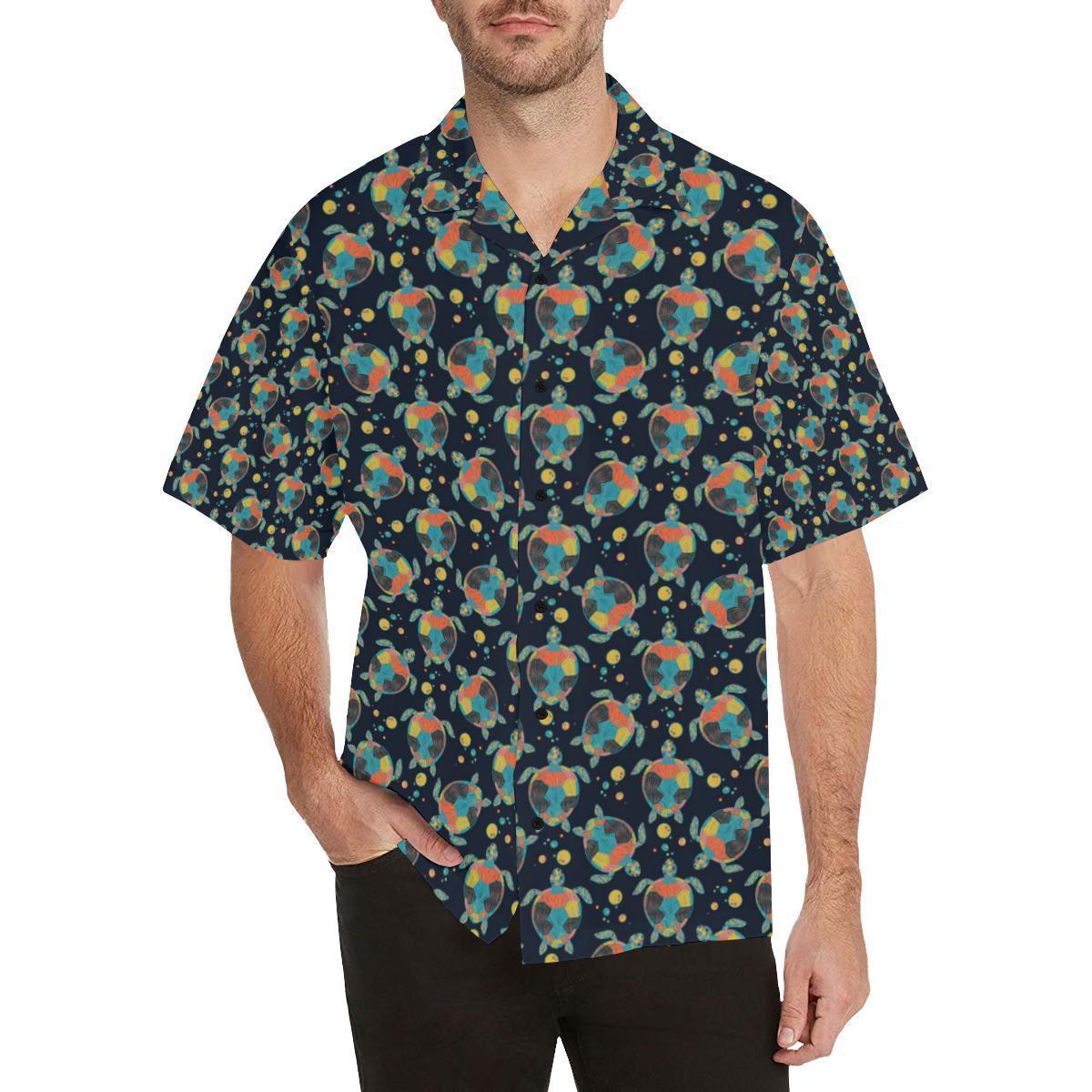 Sea Turtle Colorful With Bubble Print Hawaiian Shirt