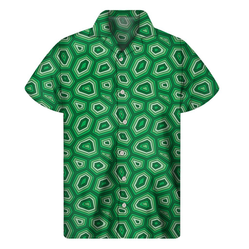 Sea Turtle Shell Pattern Print Mens Short Sleeve Shirt Hawaiian