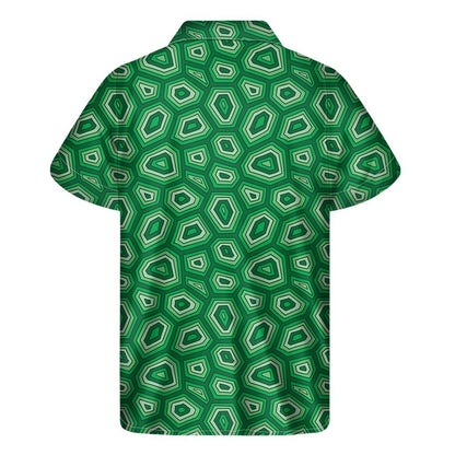 Sea Turtle Shell Pattern Print Mens Short Sleeve Shirt Hawaiian