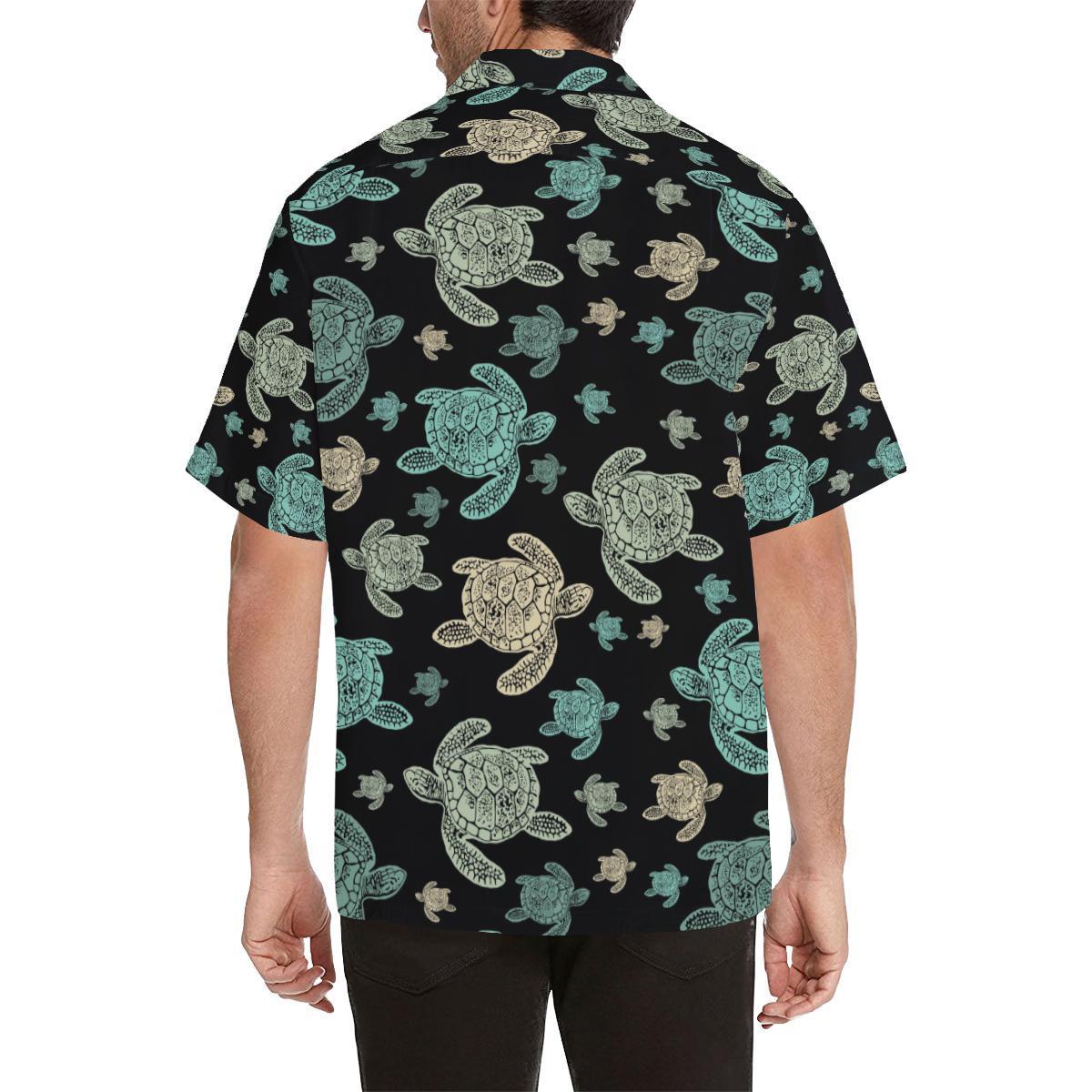 Sea Turtle Stamp Pattern Hawaiian Shirt