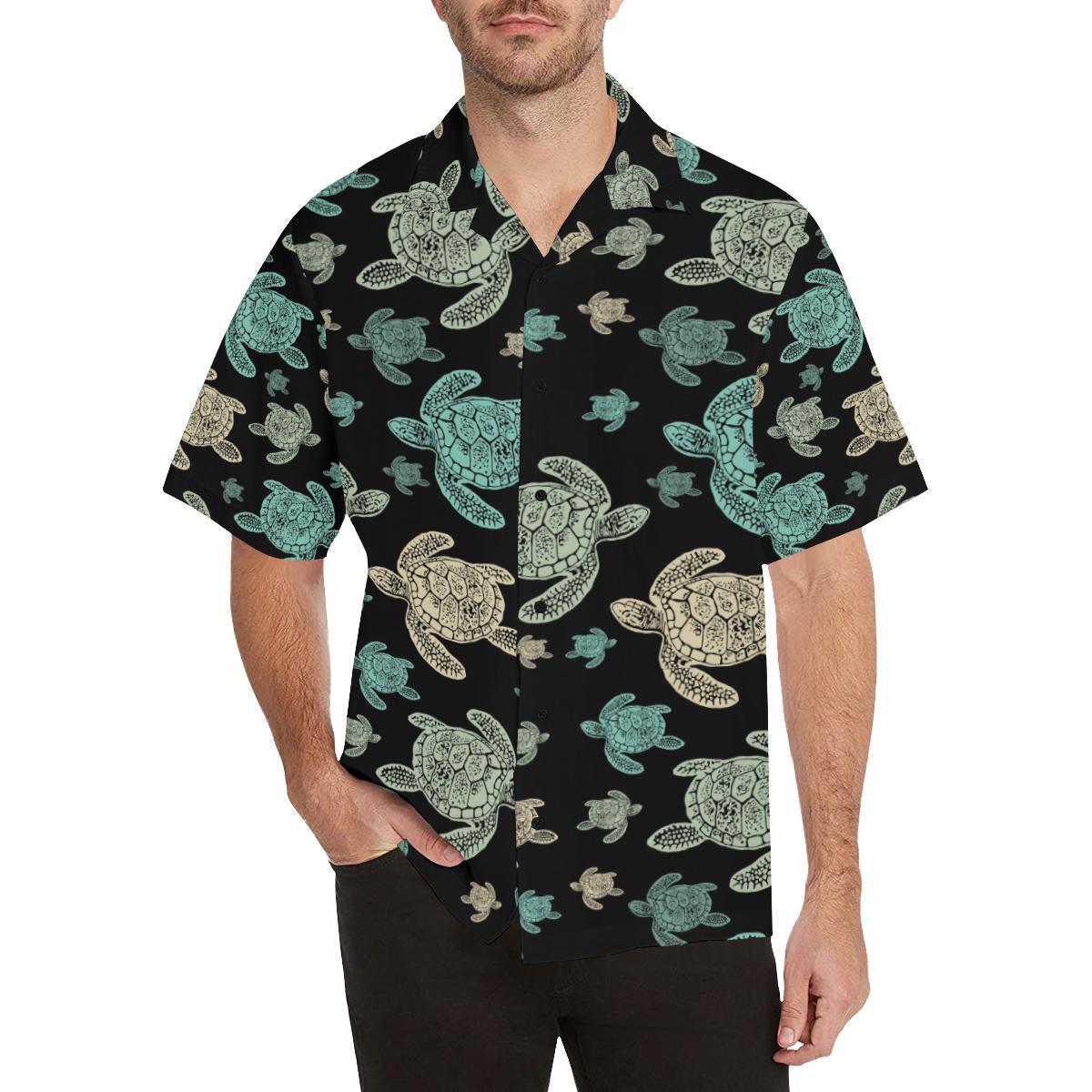 Sea Turtle Stamp Pattern Hawaiian Shirt