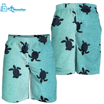 Sea Turtle With Blue Ocean Backgroud Men Shorts