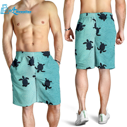 Sea Turtle With Blue Ocean Backgroud Men Shorts