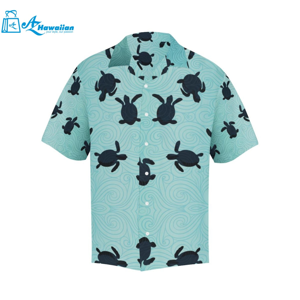 Sea Turtle With Blue Ocean Backgroud Mens All Over Print Hawaiian Shirt