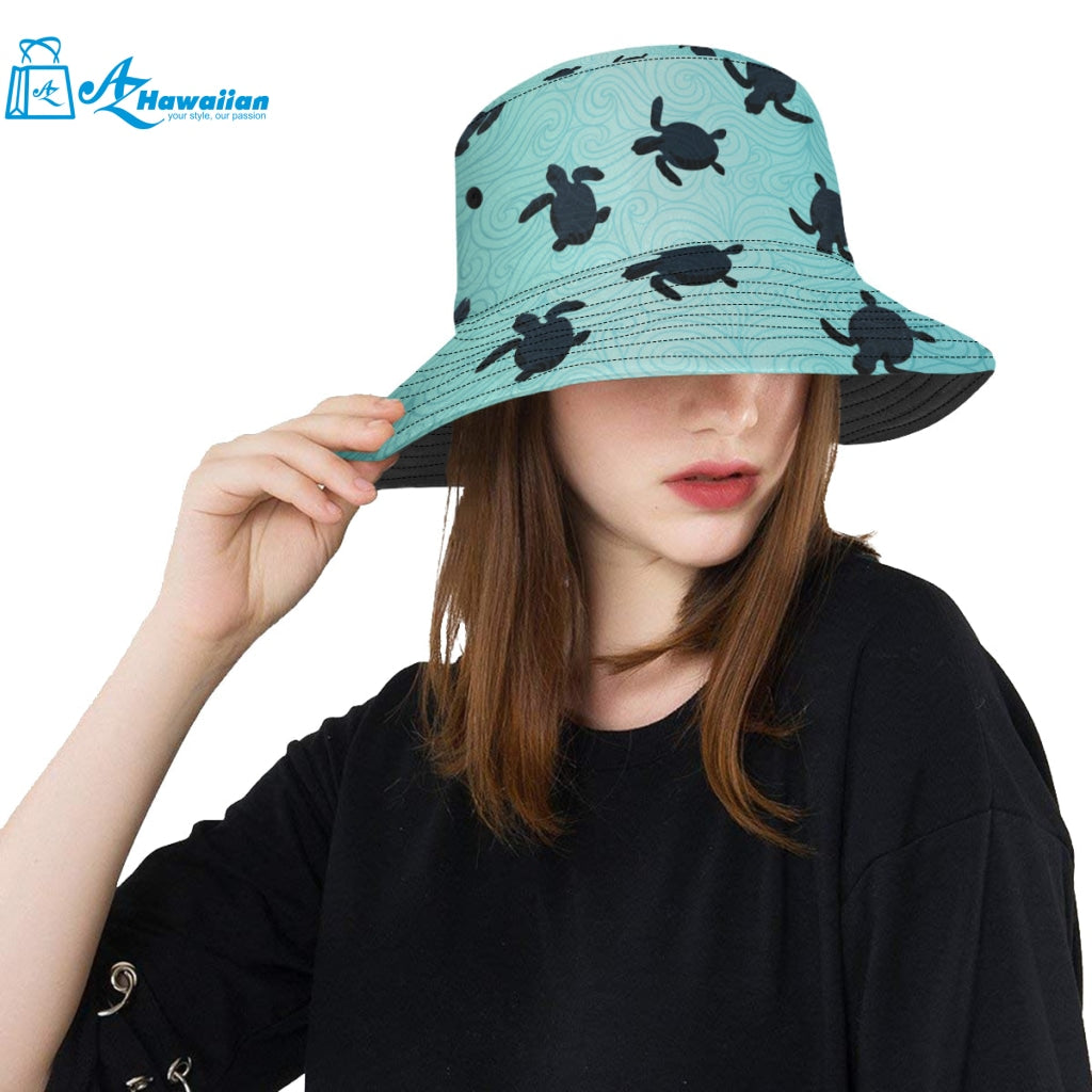 Sea turtle with blue ocean backgroud Unisex Bucket Hat