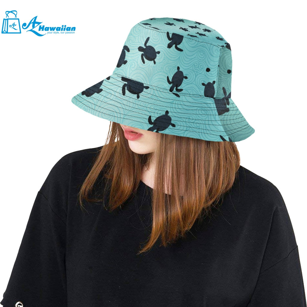 Sea turtle with blue ocean backgroud Unisex Bucket Hat