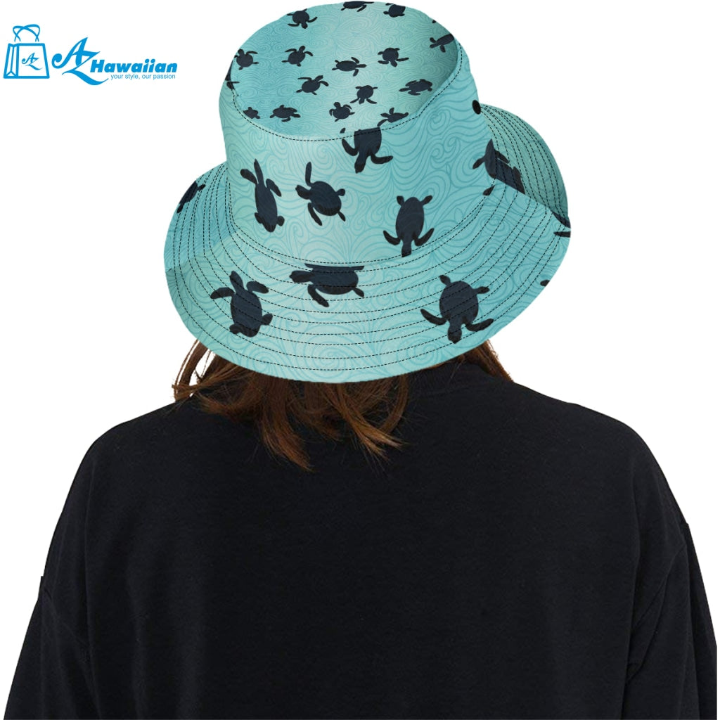 Sea turtle with blue ocean backgroud Unisex Bucket Hat