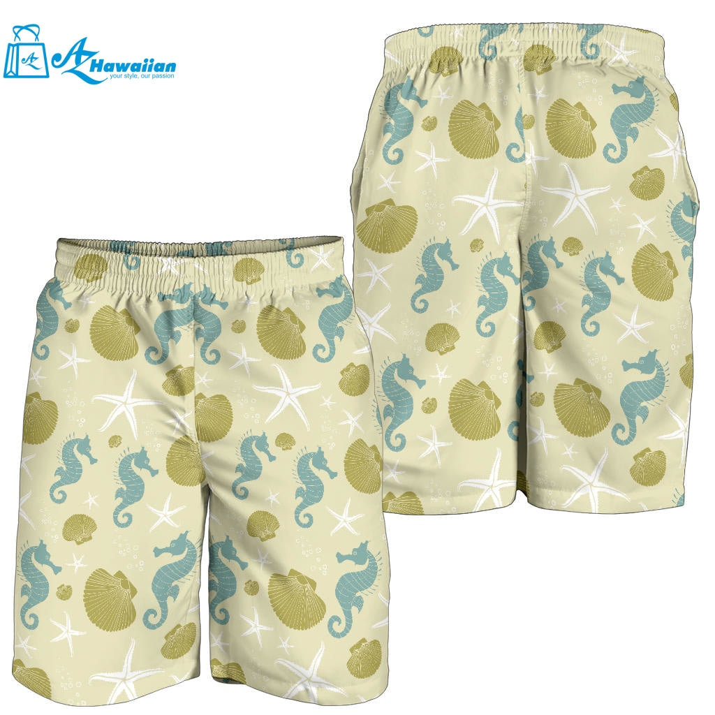 Seahorse Shell Starfish Pattern Background Men Shorts