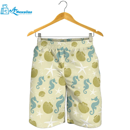 Seahorse Shell Starfish Pattern Background Men Shorts