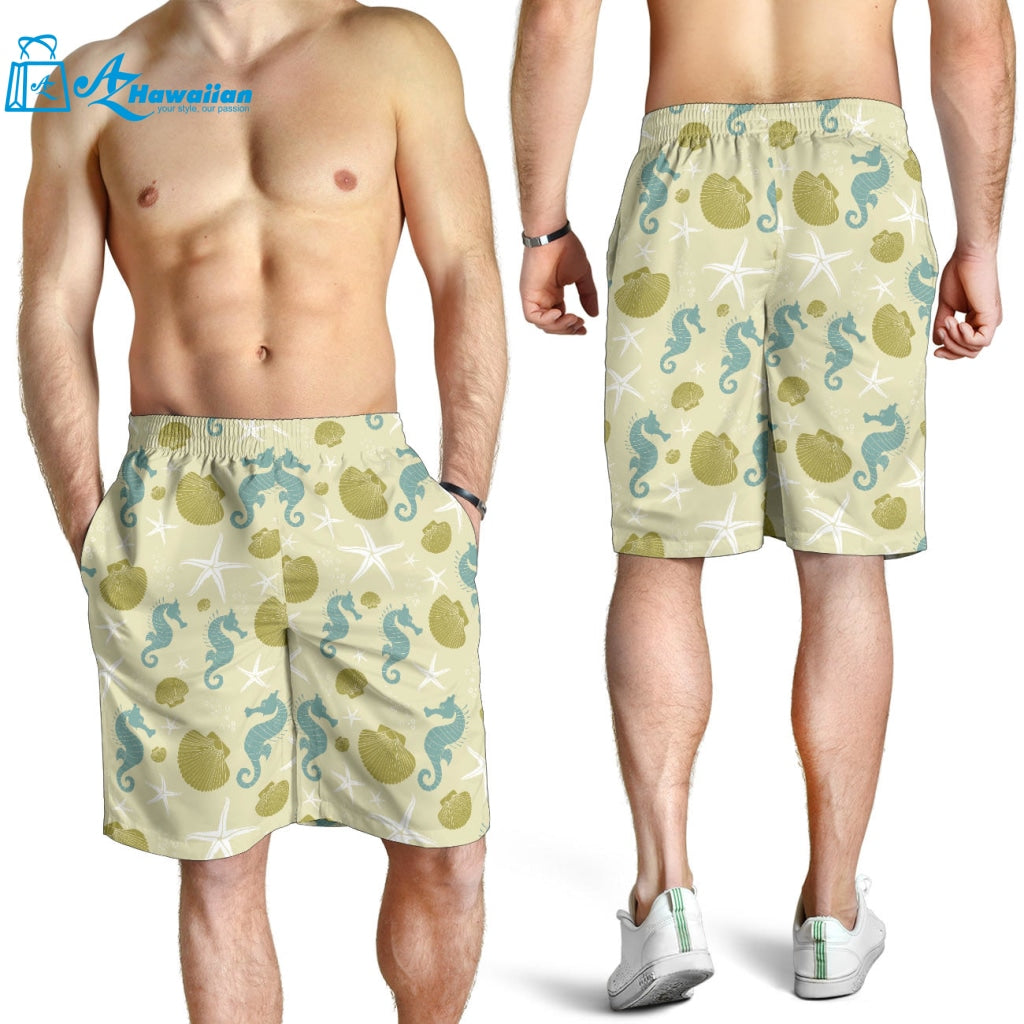 Seahorse Shell Starfish Pattern Background Men Shorts