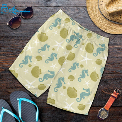 Seahorse Shell Starfish Pattern Background Men Shorts