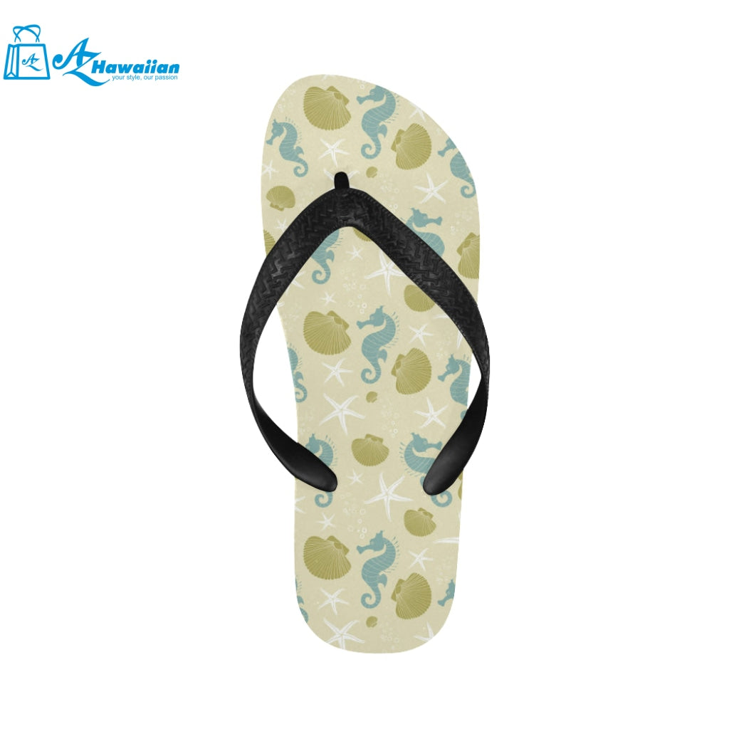 Seahorse shell starfish pattern background Unisex Flip Flops