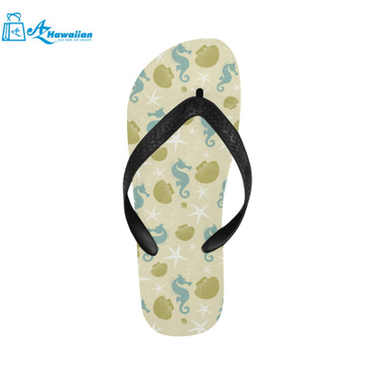 Seahorse shell starfish pattern background Unisex Flip Flops