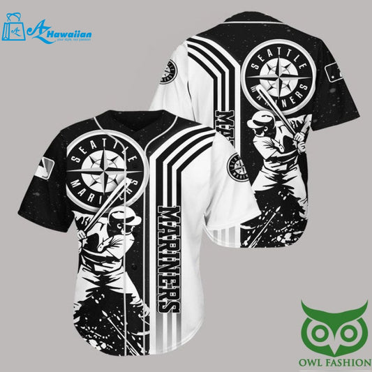 Seattle Mariners Black n White Baseball Jersey Shirt