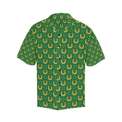 Shamrock Horseshoes Print Pattern Hawaiian Shirt