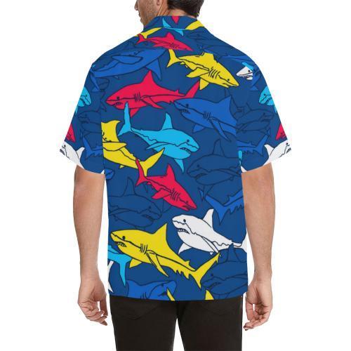 Shark Color Pattern Hawaiian Shirt