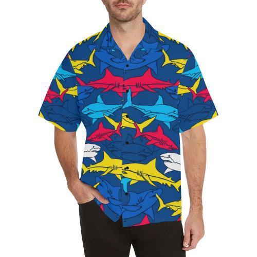 Shark Color Pattern Hawaiian Shirt