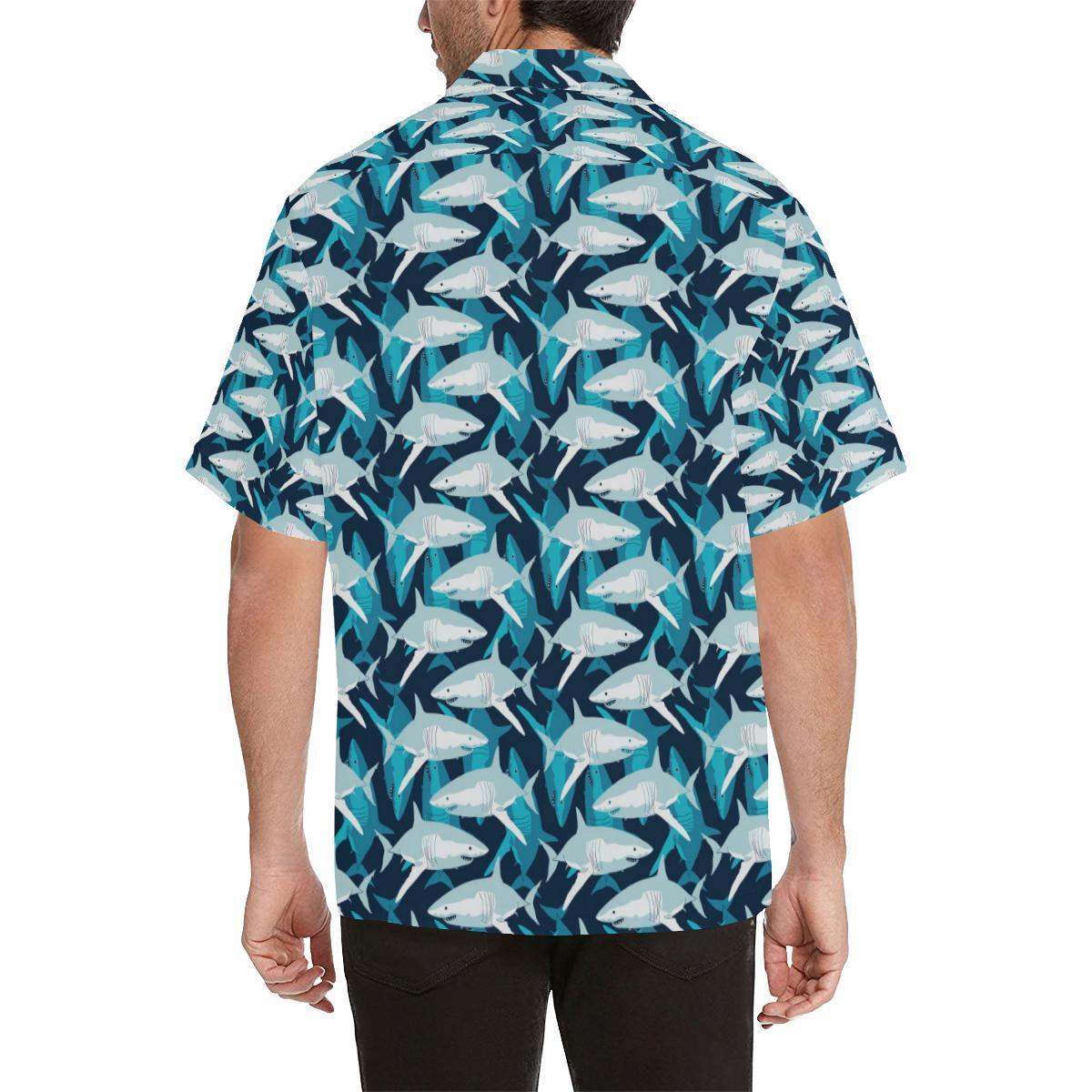 Shark Design Print Hawaiian Shirt