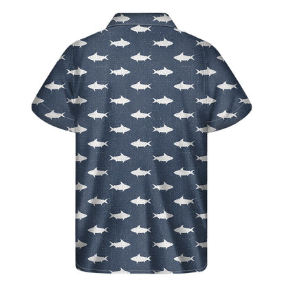 Shark Fish Pattern Print Mens Short Sleeve Shirt Hawaiian