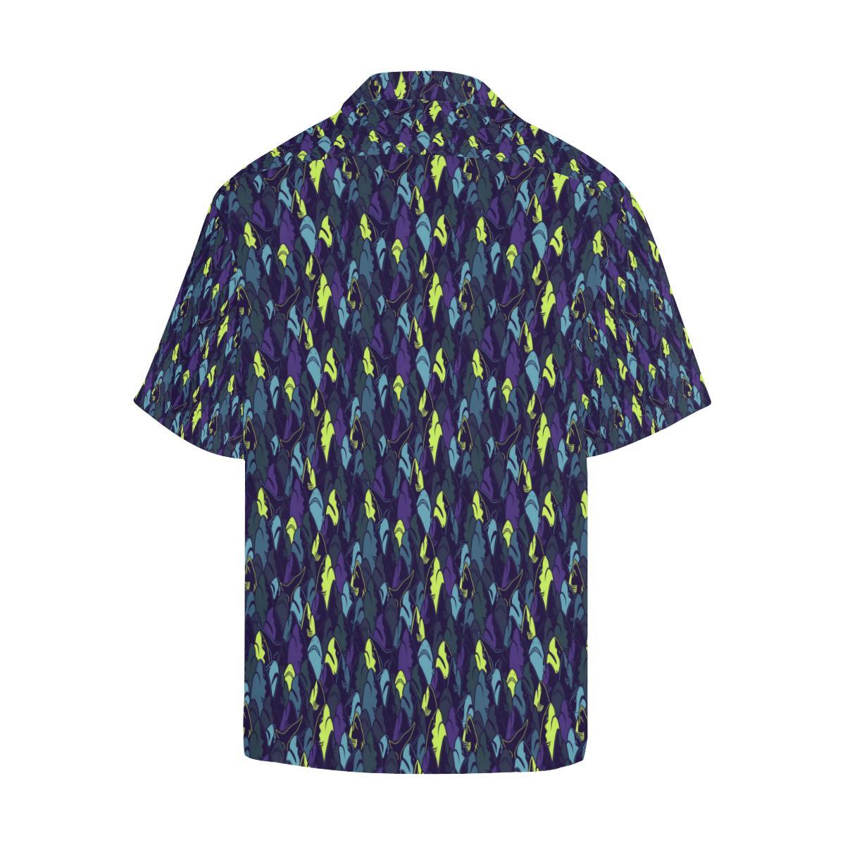 Shark Neon Color Print Hawaiian Shirt