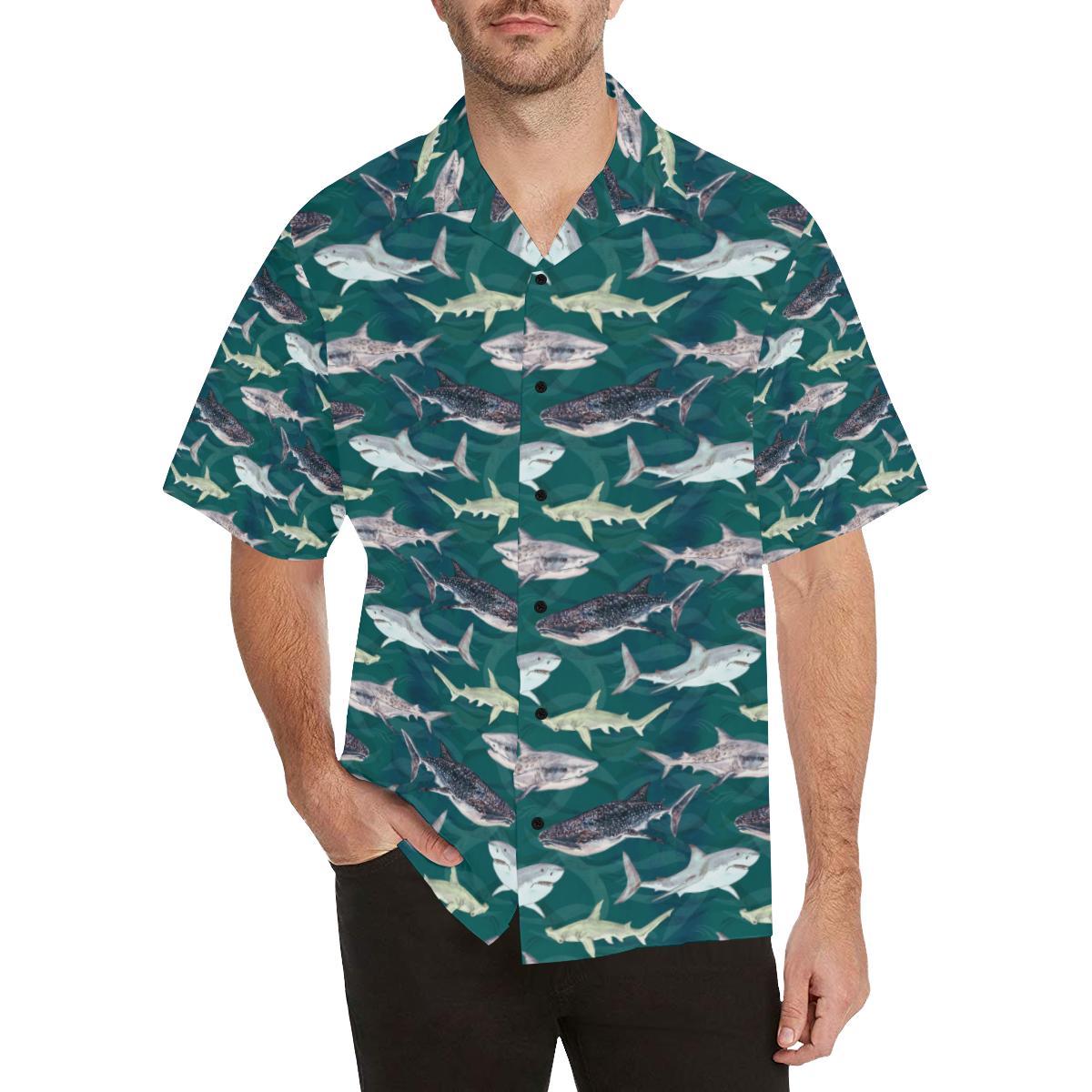 Shark Style Print Hawaiian Shirt