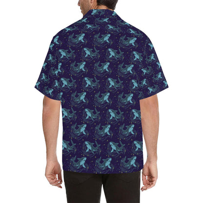 Shark Themed Print Hawaiian Shirt