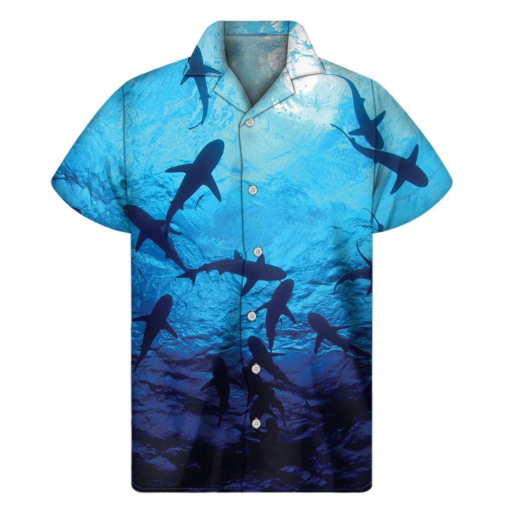 Shark Underwear Print Mens Short Sleeve Shirt Hawaiian