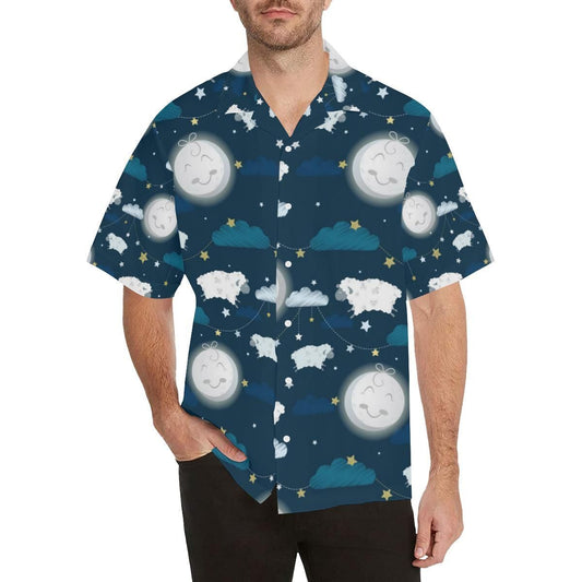 Sheep Playing Could Moon Pattern MenS All Over Print Hawaiian Shirt